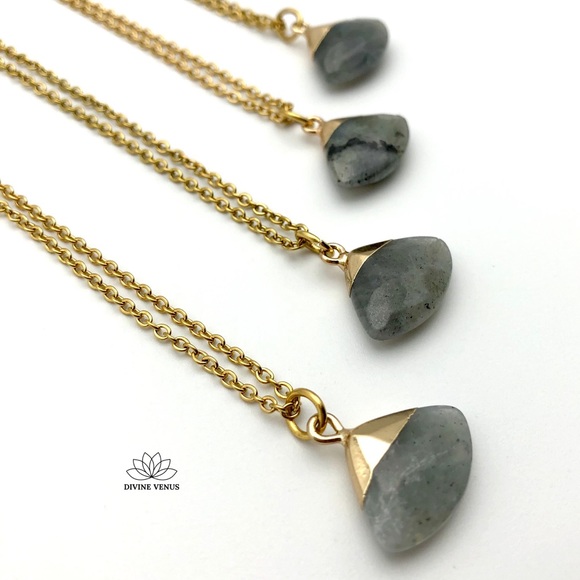 Labradorite Necklace | Gold Plated Stainless Steel - Picture 8 of 16